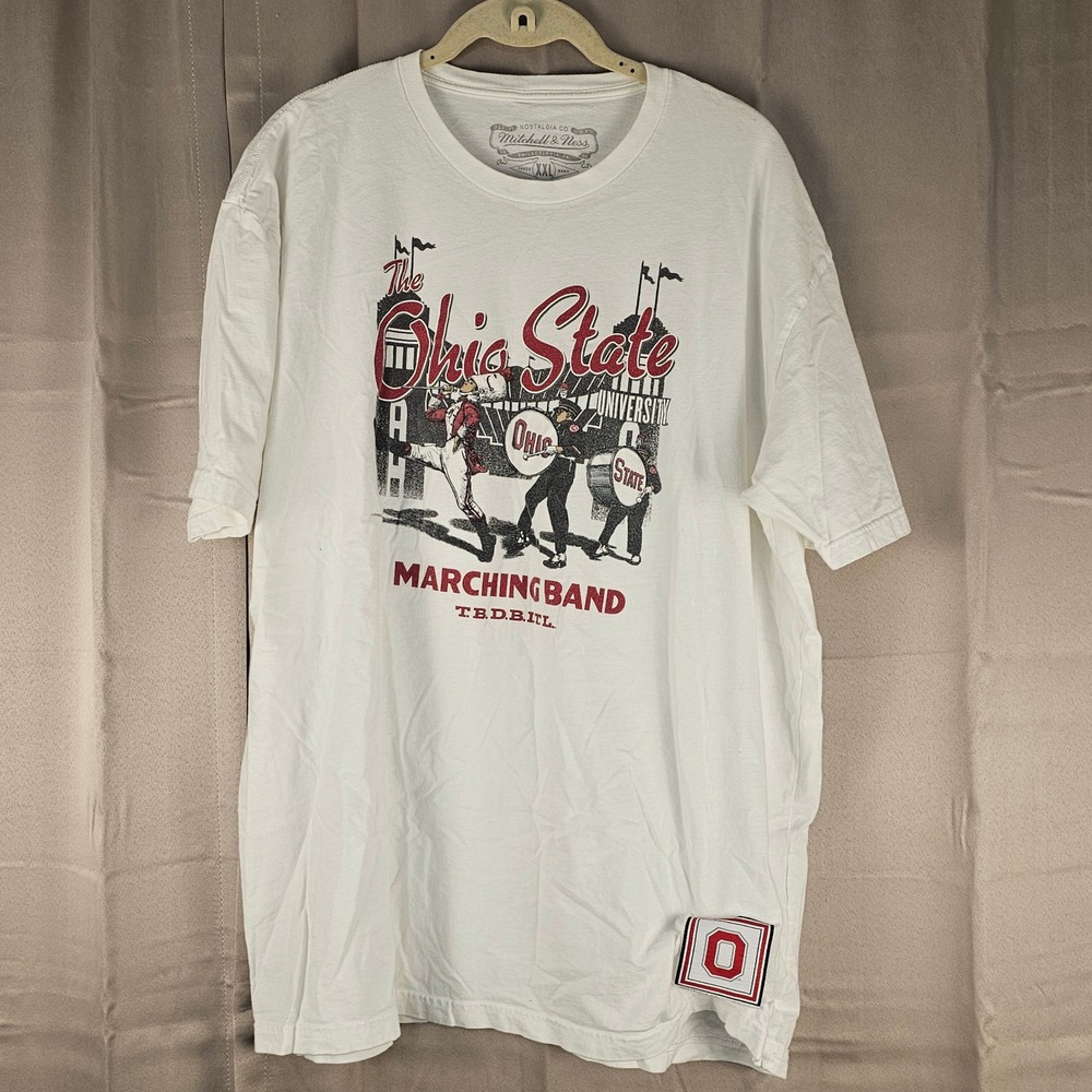 Mitchell & Ness Mens White Ohio State Marching Band Short‎ Sleeve Tshirt XXL